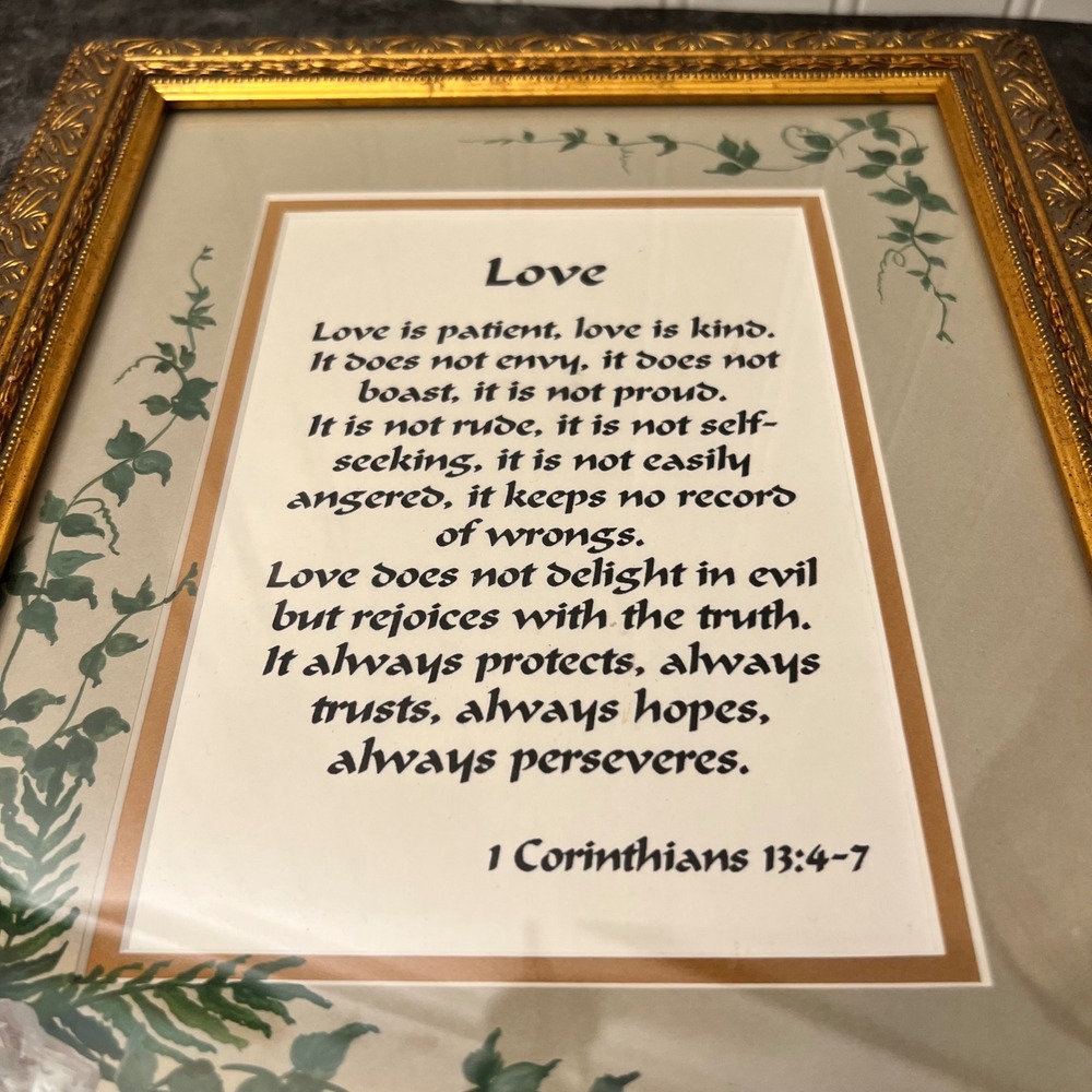 Vintage Framed Bible Love Scripture | 1 Corinthians 13 | Cottage Faith Wedding